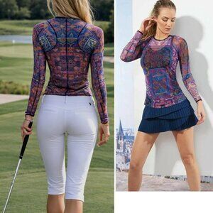 Nwt Lucky In Love Mesh Long Sleeve Women Shirt Top w/ Cami M Medium